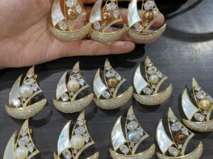 Bross Rhodium Mutiara Laut Model Perahu